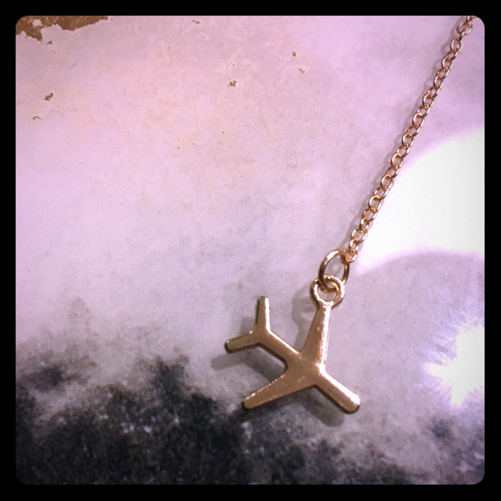 Gold plated dainty airplane necklace